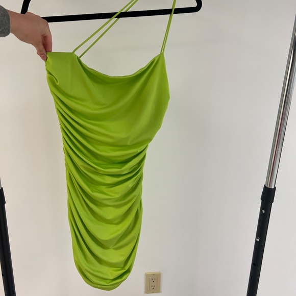 COPY - Revolve Superdown Sierra Ruched Mini Dress Neon Green - Picture 6 of 6